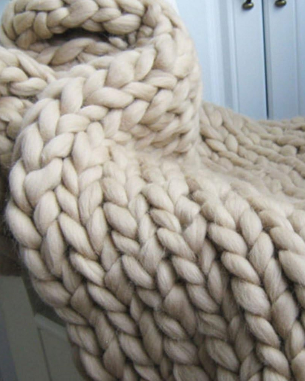 Hand-Knitted Chunky Chenille Throw Blanket