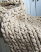 Hand-Knitted Chunky Chenille Throw Blanket