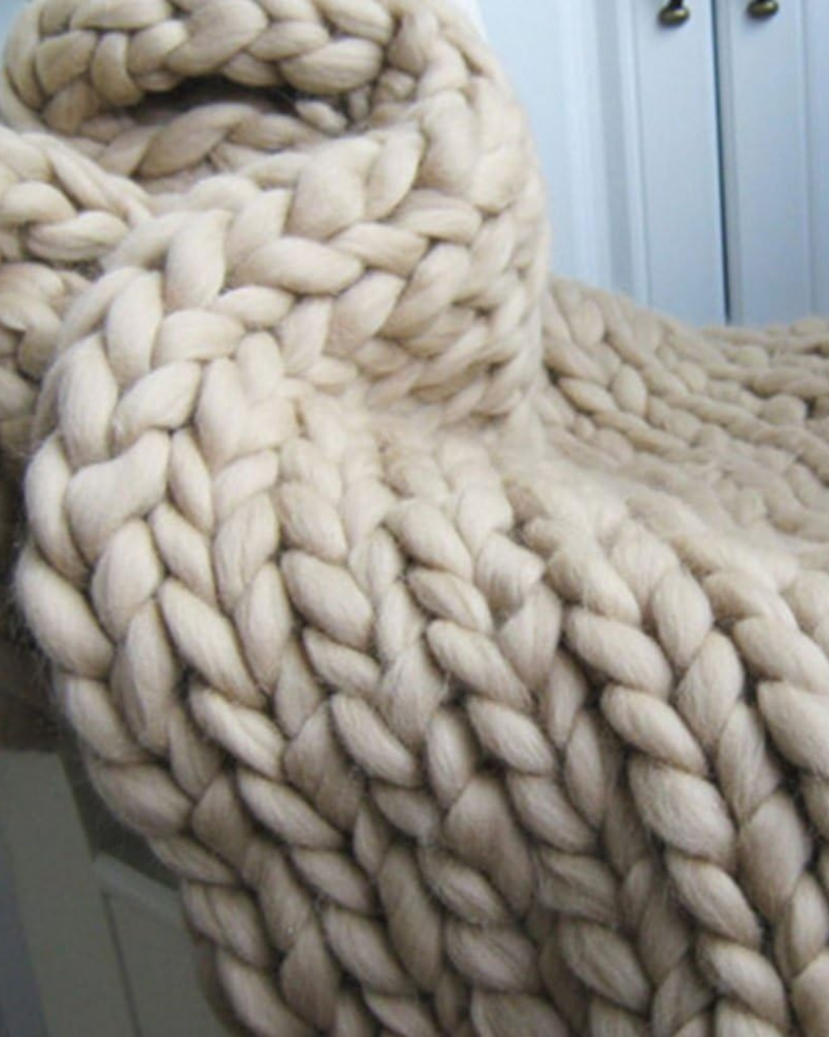 Hand-Knitted Chunky Chenille Throw Blanket
