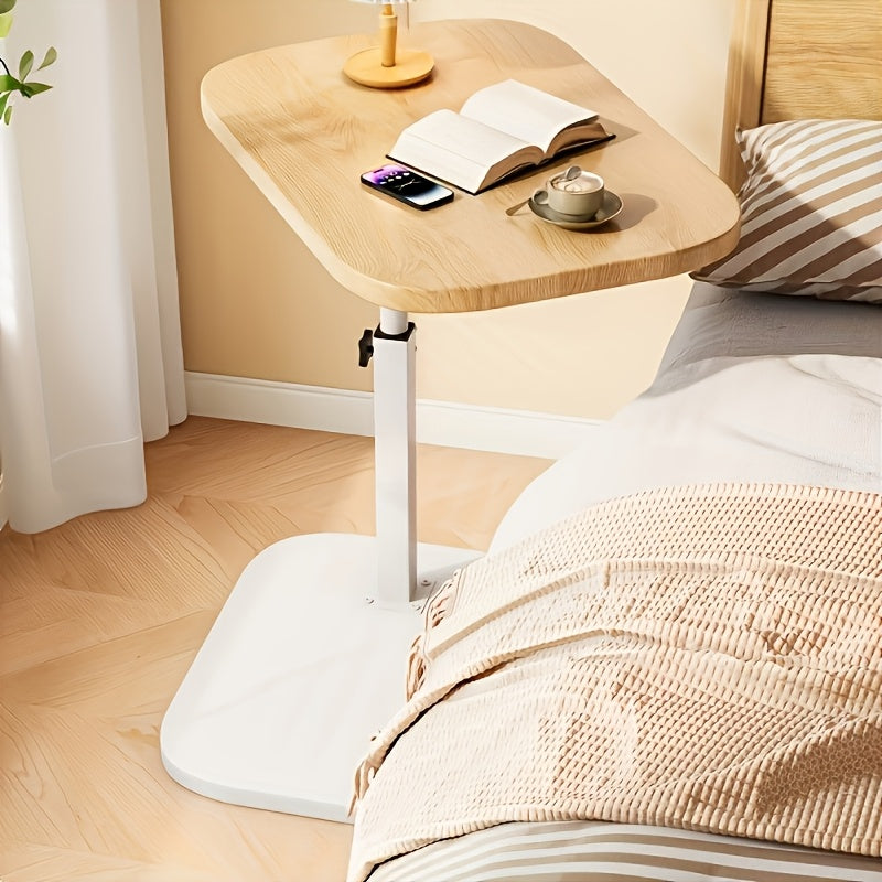Height Adjustable Side Table for Sofa and Bed, Wood and Metal