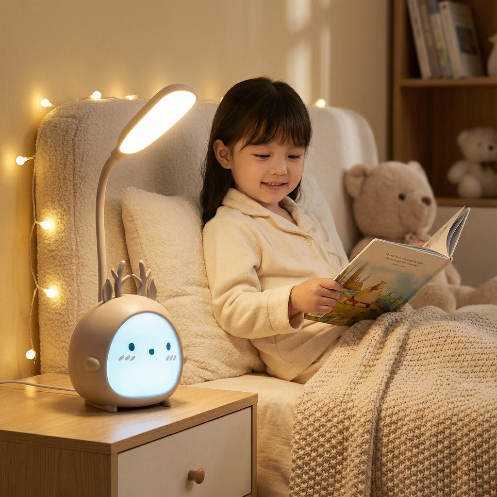 Rechargeable Kids LED Desk Lamp with Flexible Arm and Deer Motif