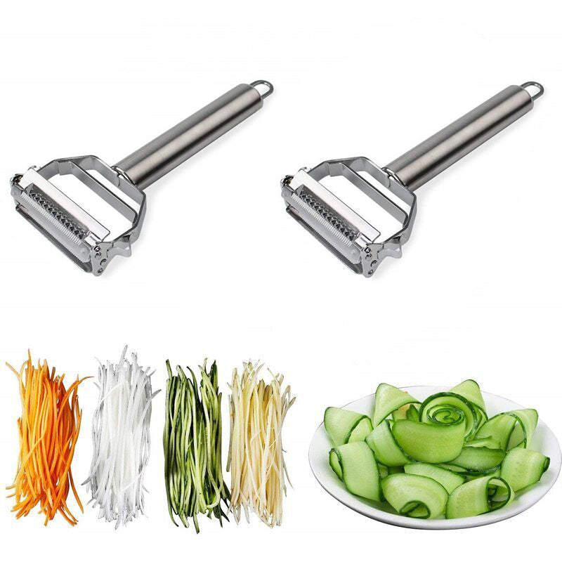 Double-Blade Vegetable Peeler with Julienne Cutter, Stainless Steel