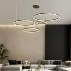 Circular Ring LED Pendant Light, 2-5 Rings, Black, Gold or Brown