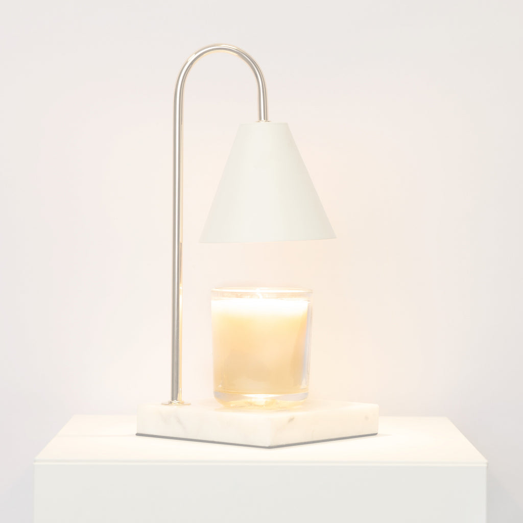 Marble-Effect Candle Warmer Lamp, Flameless Wax Melting