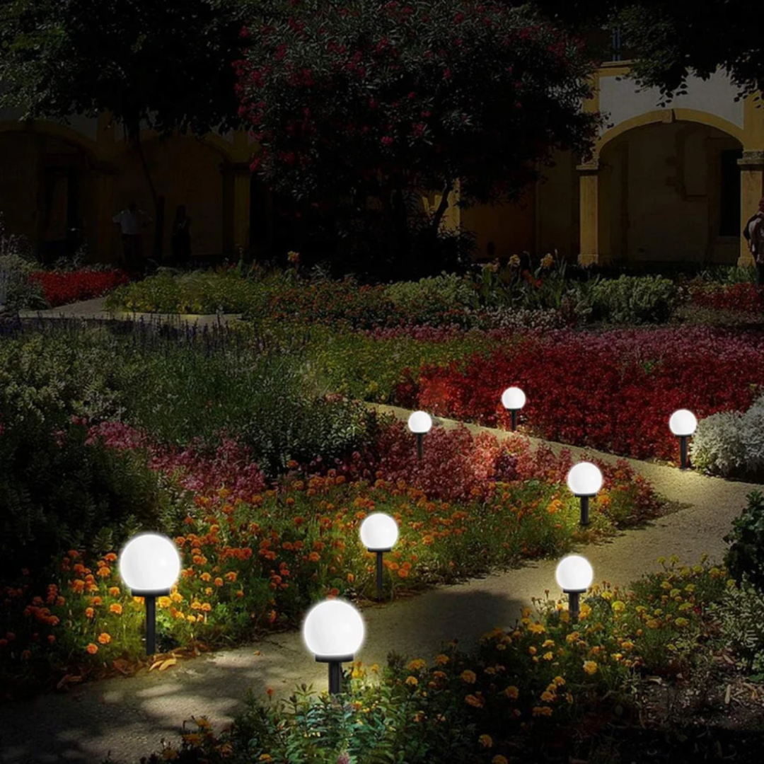 Solar Globe Garden Lights, Set of 3, Waterproof Path Lighting