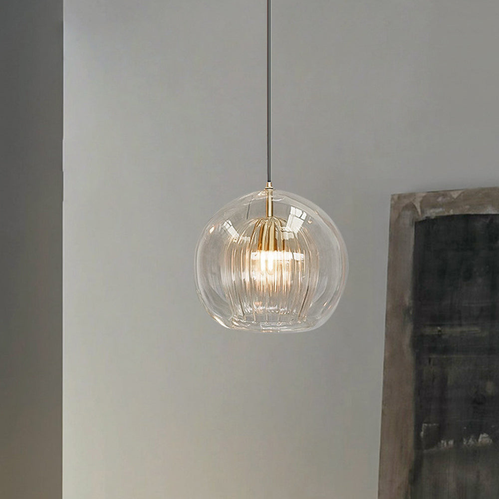 Glass Globe Pendant Light 15cm, Clear or Amber