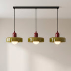 3-Light Coloured Glass Pendant, Geometric Design, 3000K