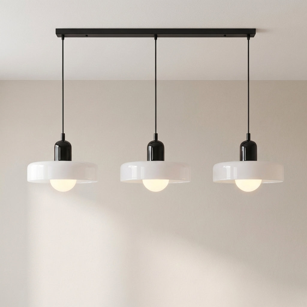 3-Light Coloured Glass Pendant, Geometric Design, 3000K