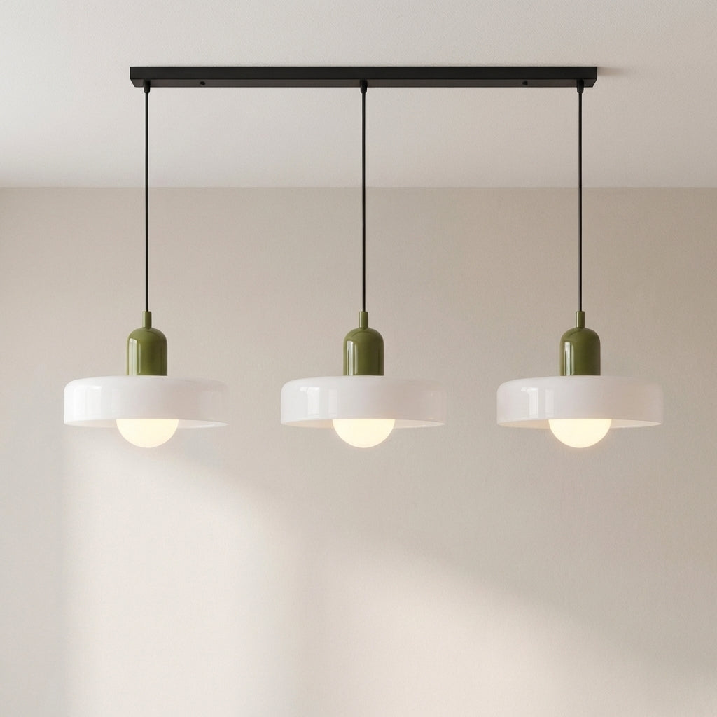 3-Light Coloured Glass Pendant, Geometric Design, 3000K