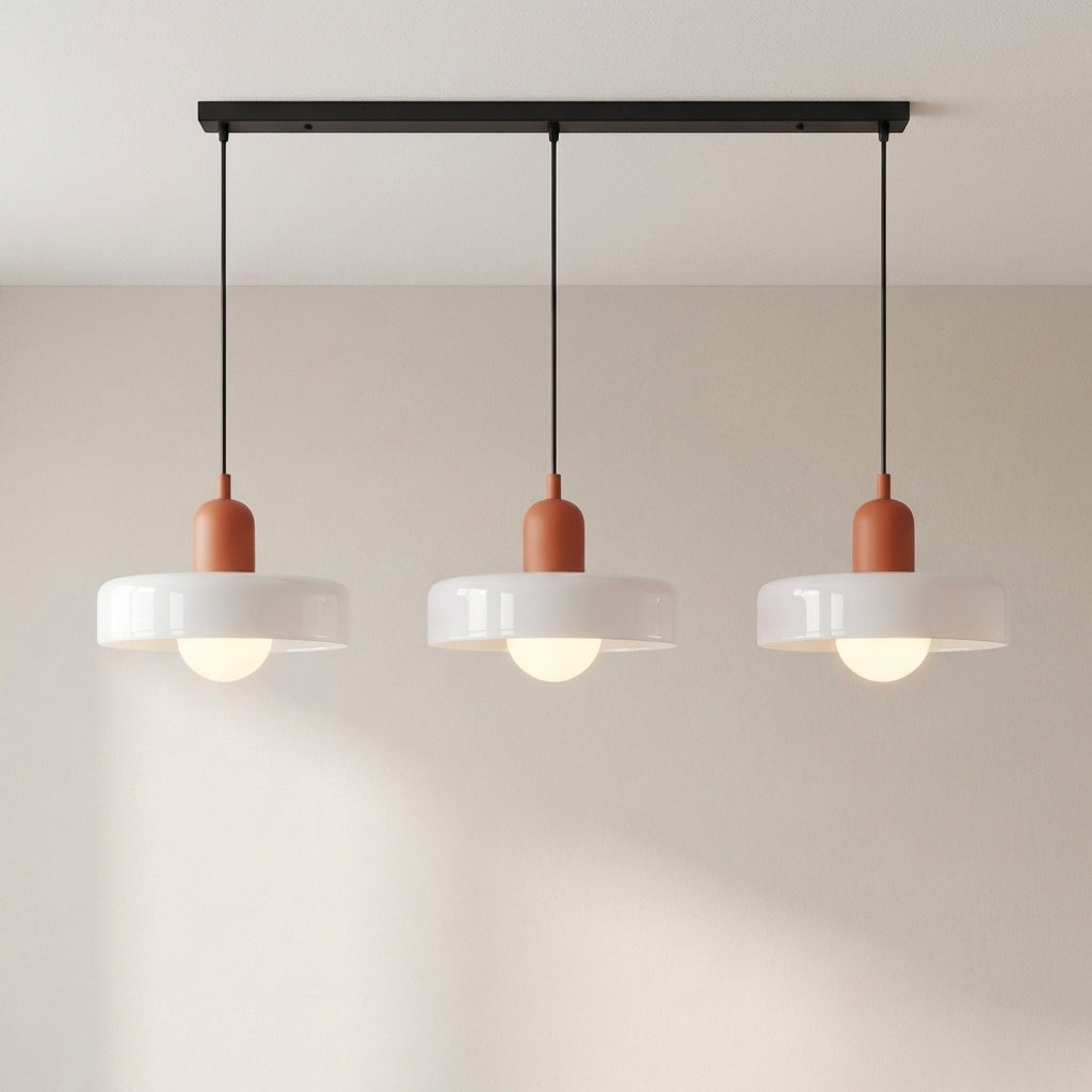 3-Light Coloured Glass Pendant, Geometric Design, 3000K