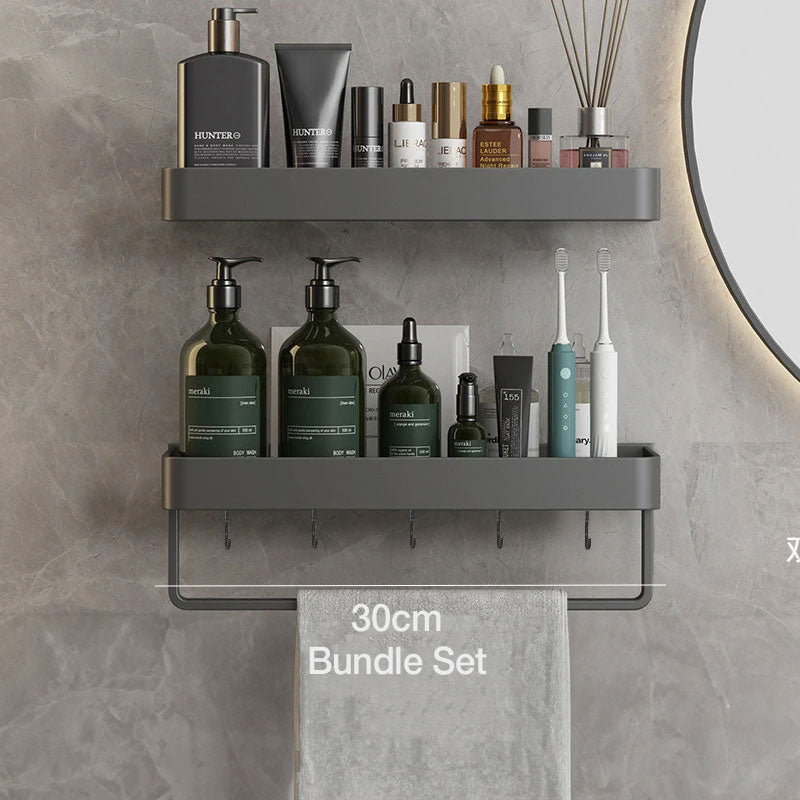 Bathroom Wall Shelf with Towel Rail, 30 to 60 cm