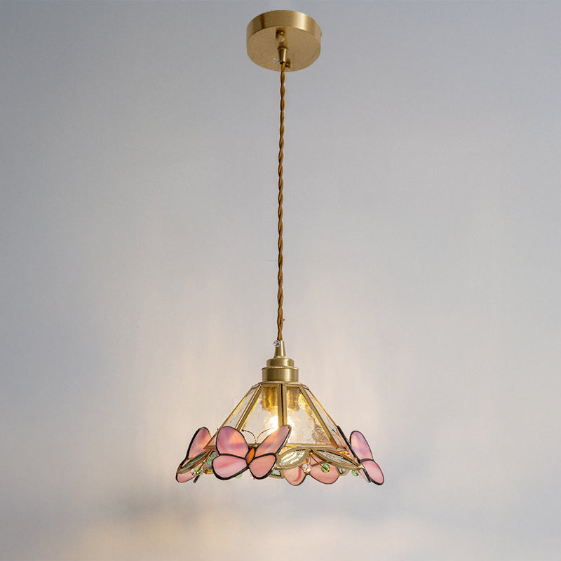 Butterfly Glass Cone Pendant Light, Art Deco Style in Three Finishes