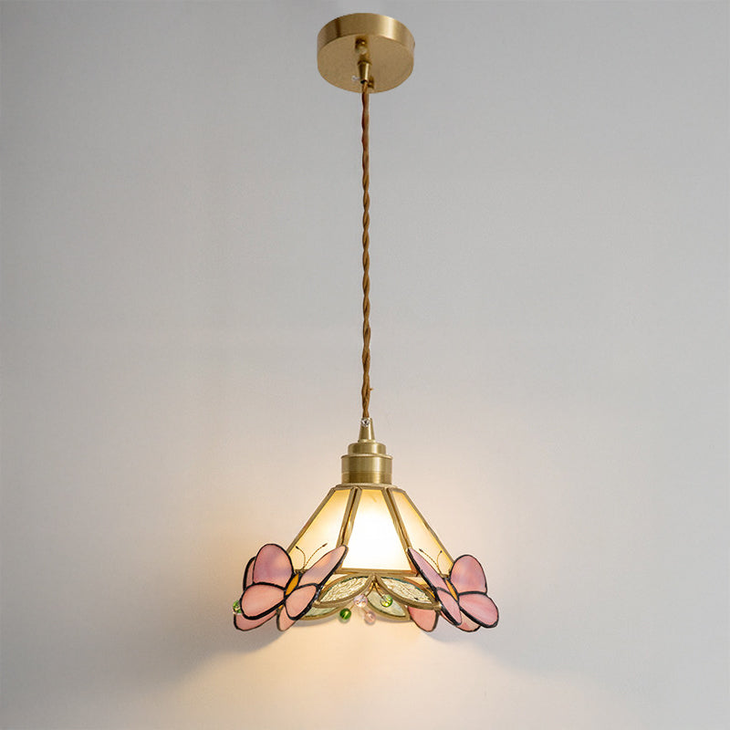 Butterfly Glass Cone Pendant Light, Art Deco Style in Three Finishes