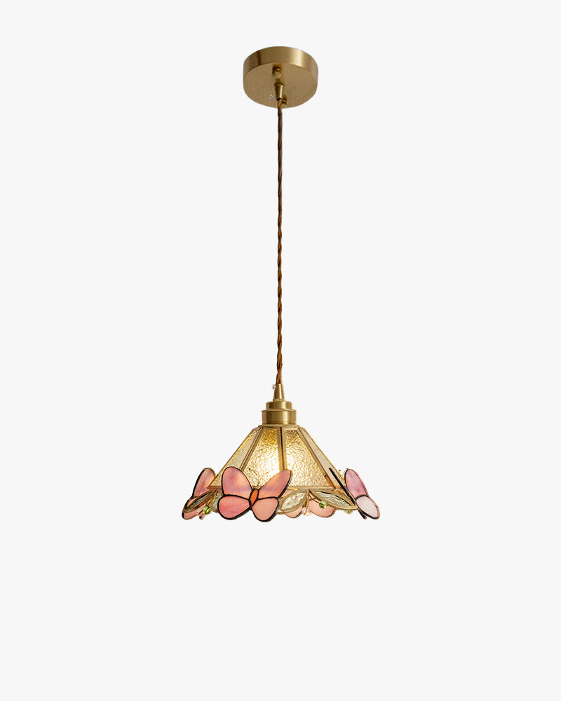 Butterfly Glass Cone Pendant Light, Art Deco Style in Three Finishes