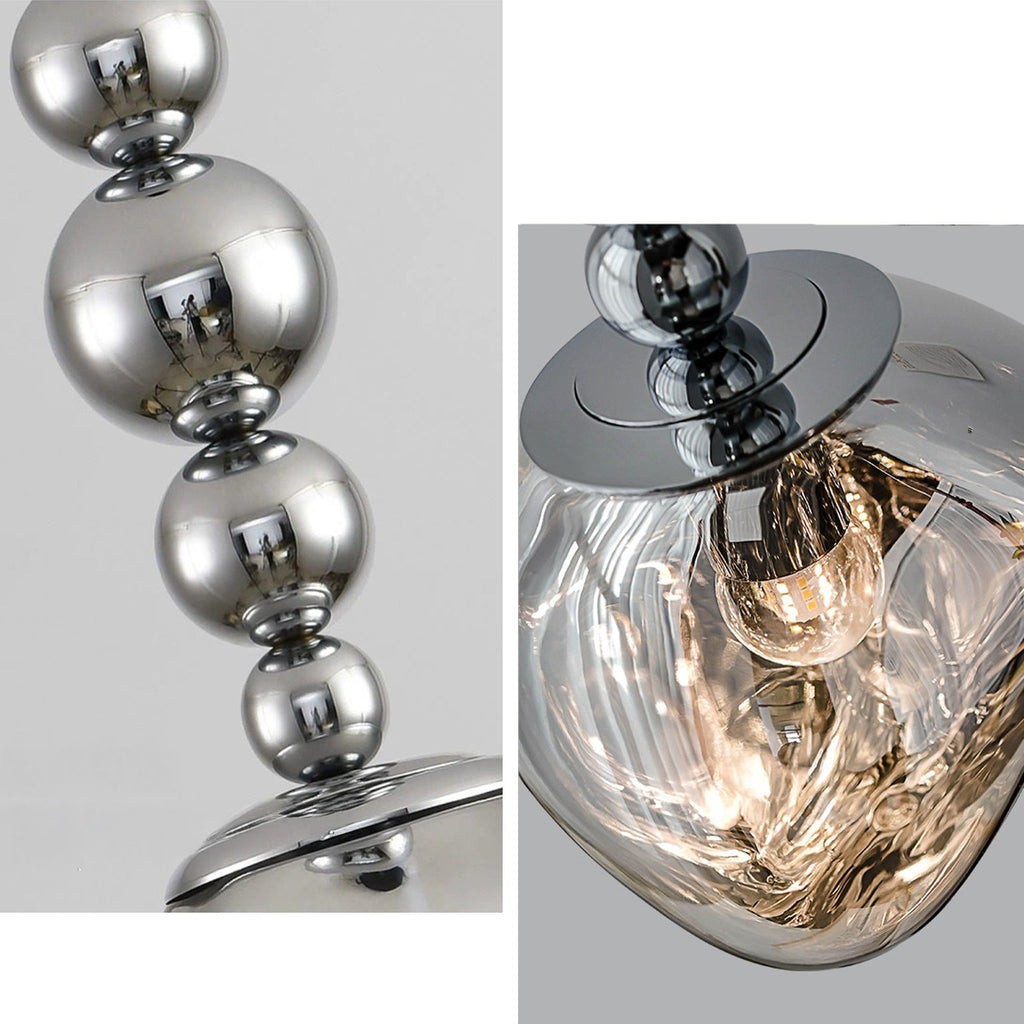 Sculptural Melt Pendant Light in Silver or Smoke Grey, 2 or 5 Globes