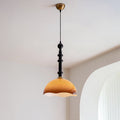 Glass Dome Pendant Light with Wood Frame, Vintage Style