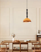 Glass Dome Pendant Light with Wood Frame, Vintage Style