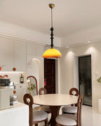 Glass Dome Pendant Light with Wood Frame, Vintage Style