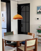 Glass Dome Pendant Light with Wood Frame, Vintage Style
