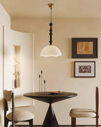 Glass Dome Pendant Light with Wood Frame, Vintage Style