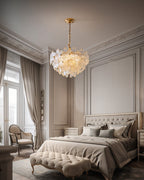 Art Deco Glass Flower Pendant Light with Petal Shades, Three Colours