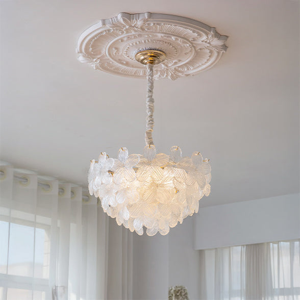 Art Deco Glass Flower Pendant Light with Petal Shades, Three Colours
