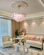 Art Deco Glass Flower Pendant Light with Petal Shades, Three Colours