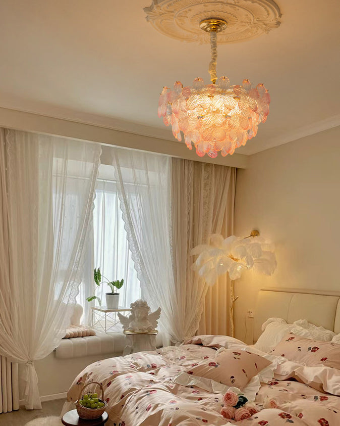 Art Deco Glass Flower Pendant Light with Petal Shades, Three Colours