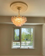 Art Deco Glass Flower Pendant Light with Petal Shades, Three Colours