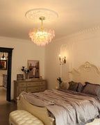 Art Deco Glass Flower Pendant Light with Petal Shades, Three Colours