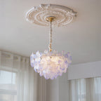 Art Deco Glass Flower Pendant Light with Petal Shades, Three Colours
