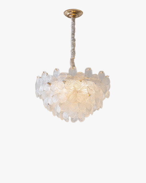 Art Deco Glass Flower Pendant Light with Petal Shades, Three Colours