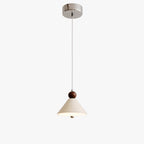 Cone Pendant Light with Wood and Metal Accents, Scandi Bedside Design