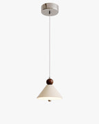 Cone Pendant Light with Wood and Metal Accents, Scandi Bedside Design