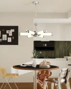 Chrome Starburst Tube Chandelier, 6-Light Dimmable with Remote