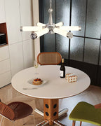 Chrome Starburst Tube Chandelier, 6-Light Dimmable with Remote