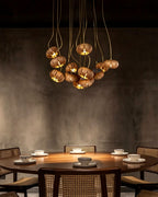 Wooden Cluster Chandelier with Multiple Lights, Warm White