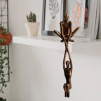 Balancing Couple Sculpture in Resin, Black or Bronze, 20.5cm