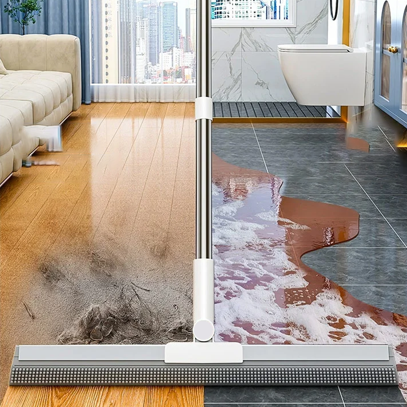 Floor Squeegee with Rubber Blade and TPE Brushes, 30 or 50 cm