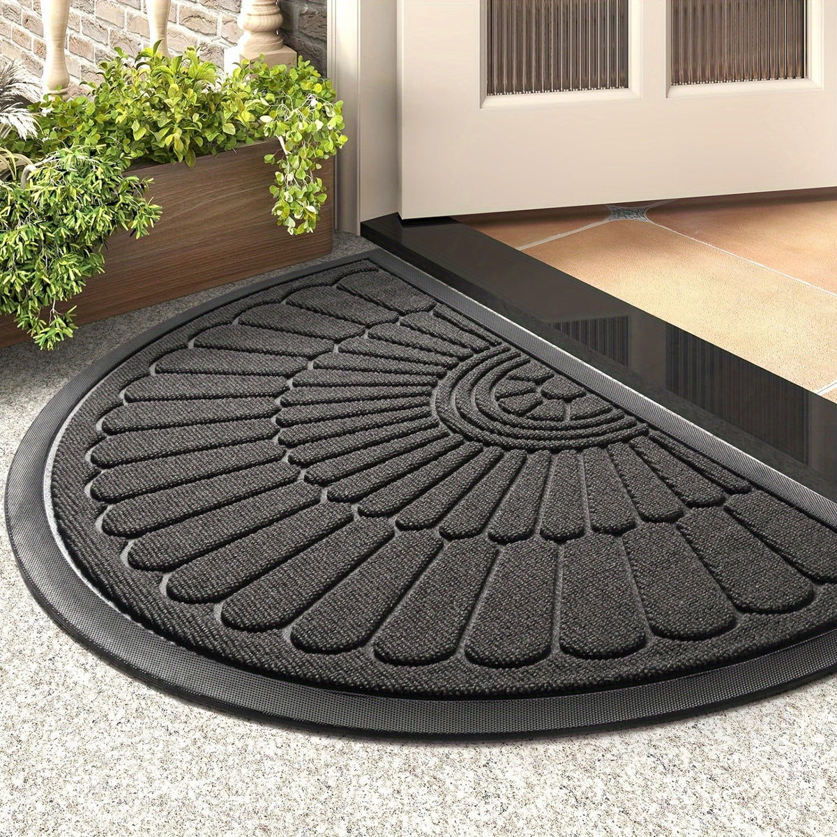 Half Round Rubber Doormat, Non-Slip for Indoors and Outdoors