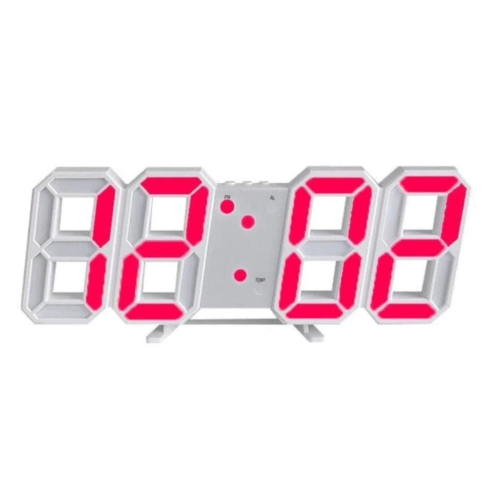 Large 3D Digital LED Wall Clock, Dimmable with Night Mode