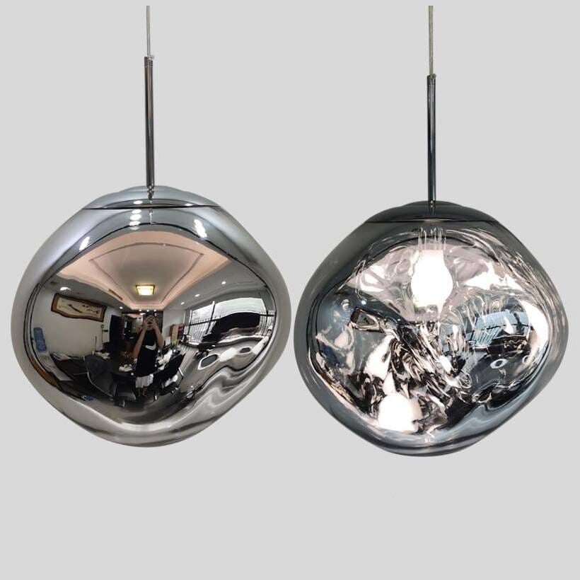 Lampa wisząca w kształcie lustrzanej kuli z PVC, 15–50 cm, regulowana wysokość zawieszenia