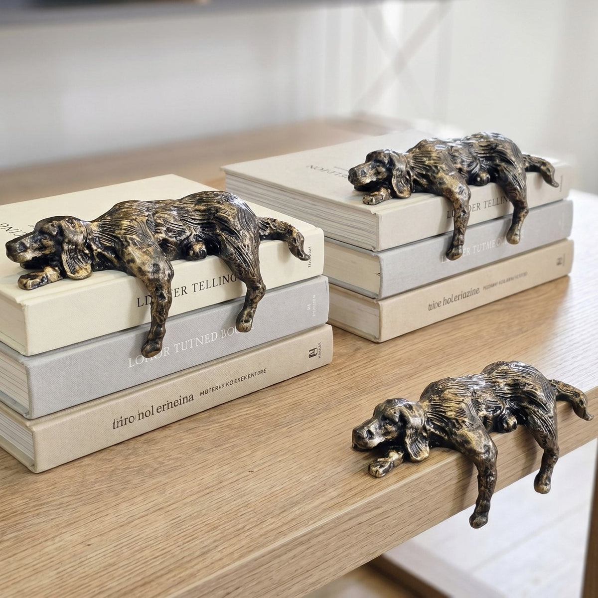 Geometric Iron Dog Sculpture, Minimalist Desk Ornament