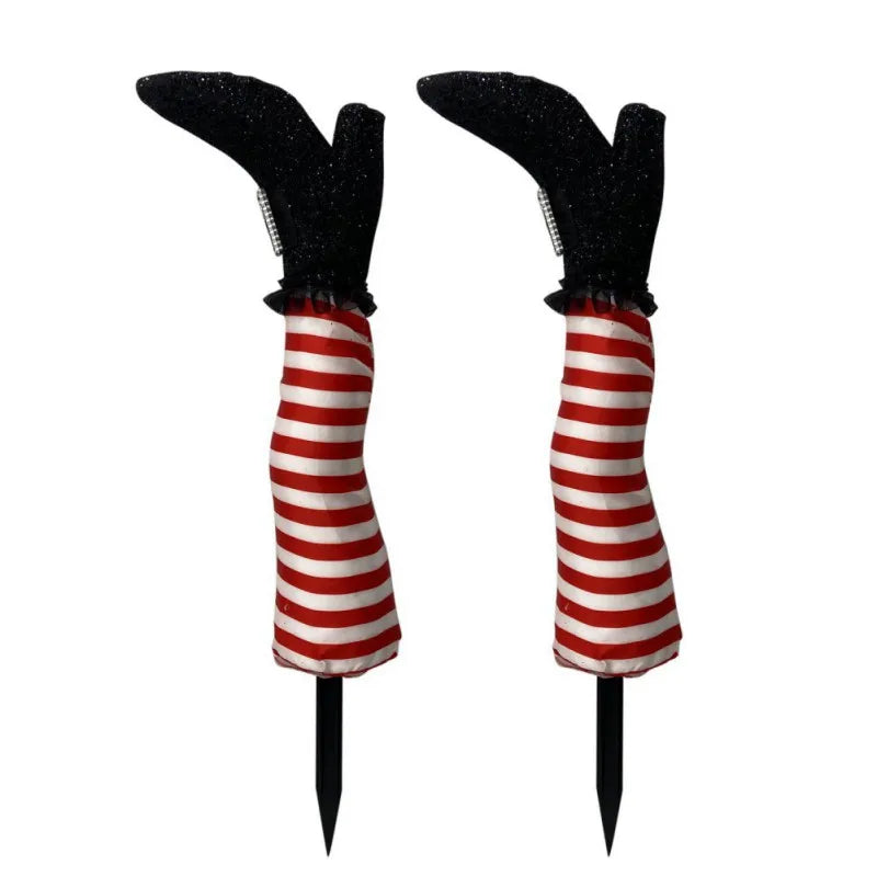Halloween Witch Legs Garden Decoration with Striped Socks