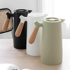 Insulated 1 Litre Carafe with Wooden Handle, Double Walled