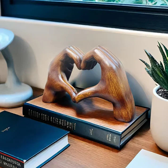 Handmade Wooden Heart Ornament, Carved Love Symbol Decor