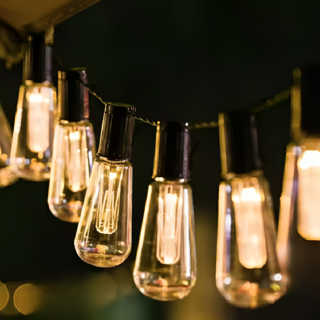 Solar LED Festoon String Lights, IP65, 5 m or 10 m