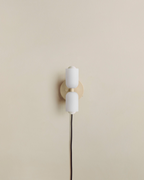 Twin Glass Shade Wall Light, E27, Six Colours, Plug-In or Wired