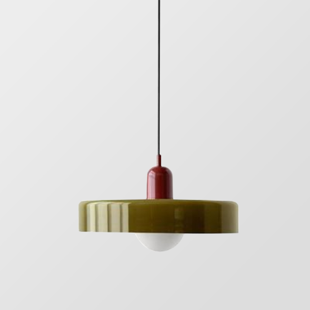Bauhaus Style Coloured Glass Pendant Light, E27, Ø25-35cm
