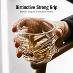 Japanese Crystal Whisky Glass with Wave Texture, Gift Boxed